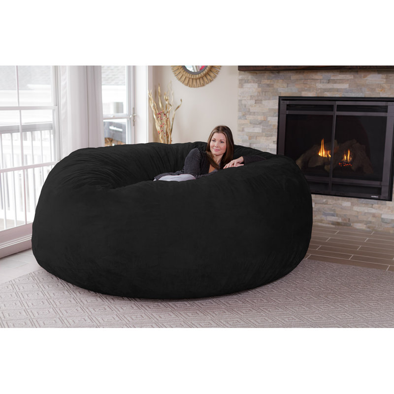 Latitude Run Bean Bag Chair Lounger Giant 8 Foot Classic Shredded Memory Foam Filled Furniture Bean Bag Chair Lounger with Removable and Machine Washable Cover Big Bean Bag Sofa Lounger